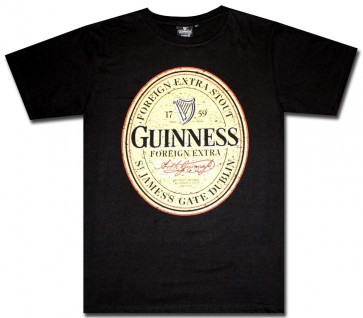 Guinness Distressed Label Black T-Shirt