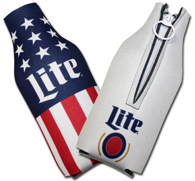 - New & Free Ship Details about   Miller Lite Bottle Can Koozie Two Logos Fold Flat Set of 2 