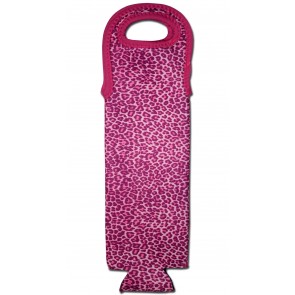 Wine Bottle Tote Pink Cheetah Cooler Bag