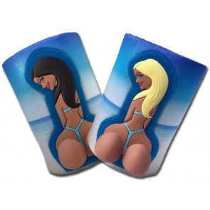 Bobble Babe Beach Butt Can Coozie Set